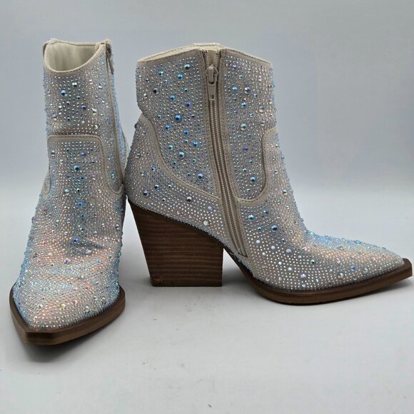 Very G Kady Women's Silver Rhinestone Booties Western Size 8 CHIC - Picture 8 of 8